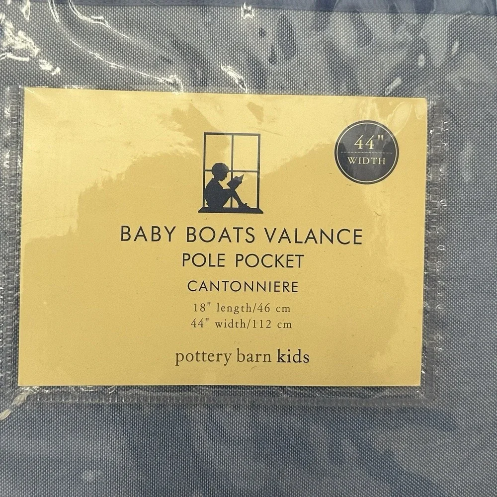 Pottery Barn Kids Sail Boat Valance Sailboats Nautical Blue 18x44 New‎ Set Of 2